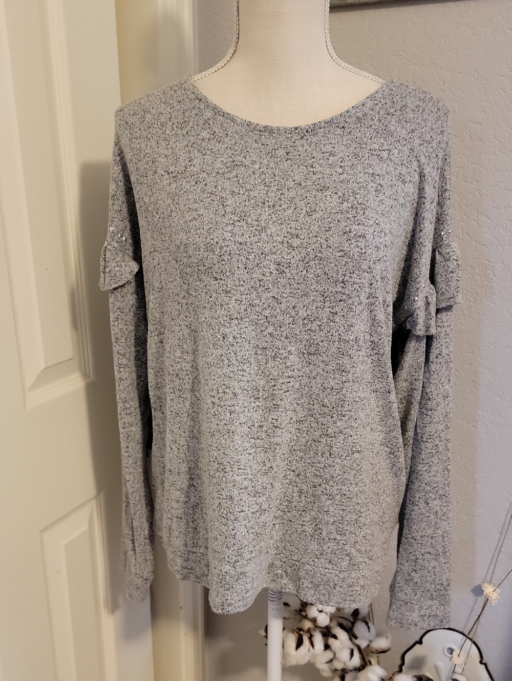 Juicy Couture Gray Marled Knit Top